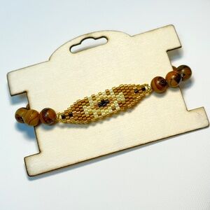 Handmade natural gemstone and seed beads bracelet